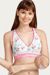 Zivame Floral Double Layered Non Wired Medium Coverage Bralette Bra - Mint Floral Print — thumbnail 1